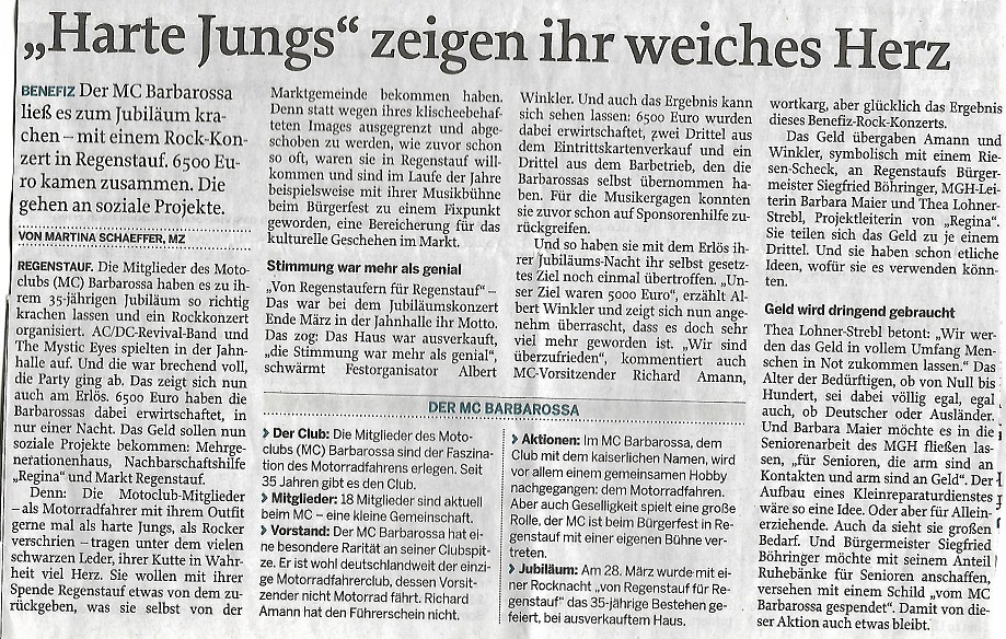 Zeitungsausschnitt des MC-Barbarsossa